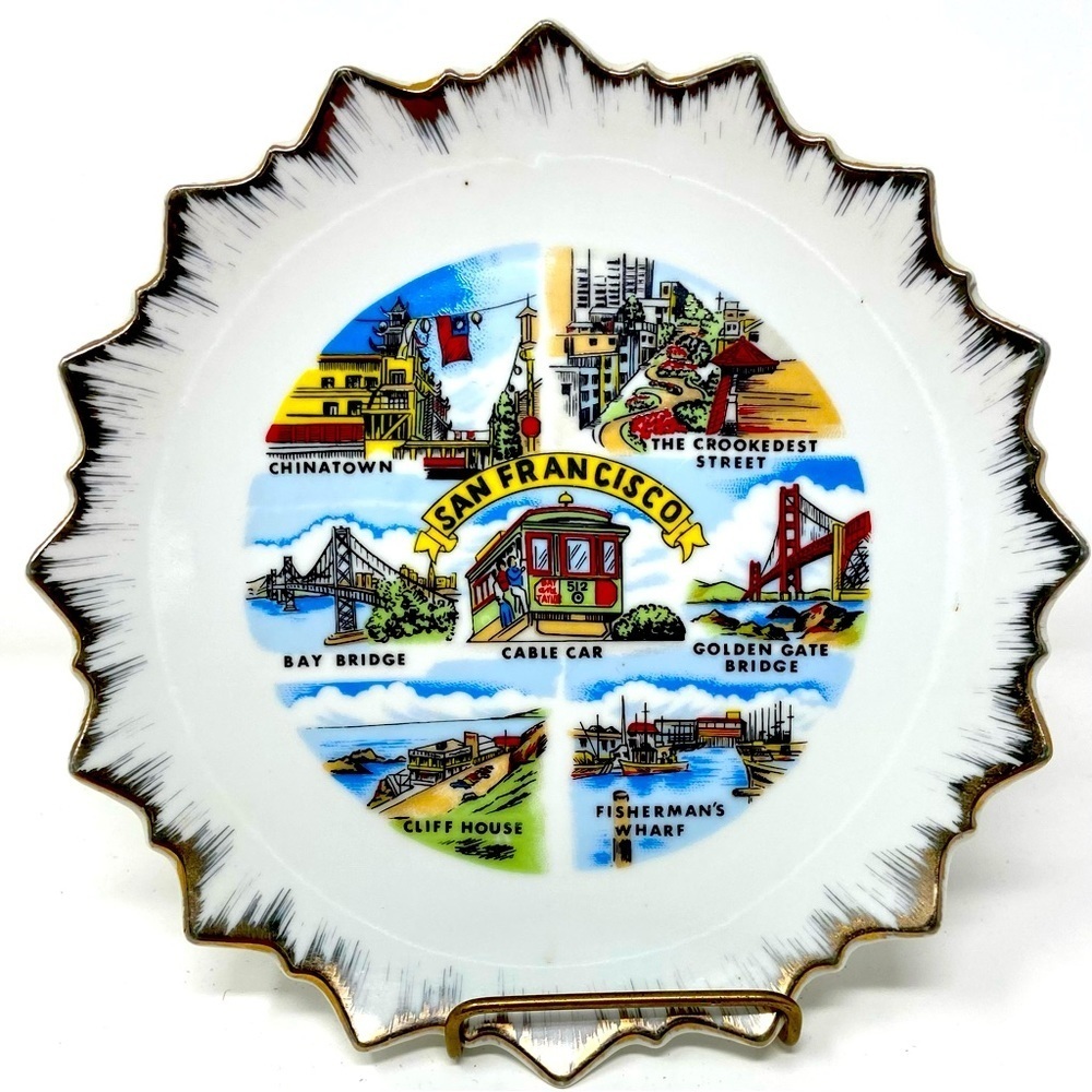 Beautiful San Francisco City Tour Souvenir Plate, 8” Vintage